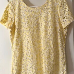 Tommy Hilfiger Yellow & White Lace Top – Size M